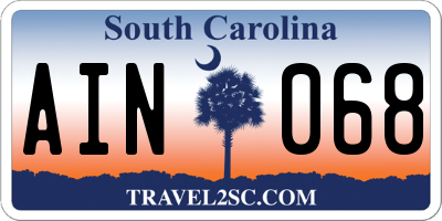 SC license plate AIN068