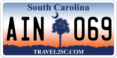SC license plate AIN069