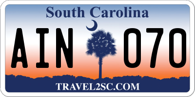 SC license plate AIN070