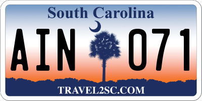 SC license plate AIN071