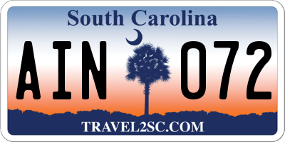 SC license plate AIN072