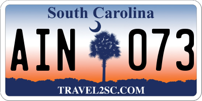 SC license plate AIN073