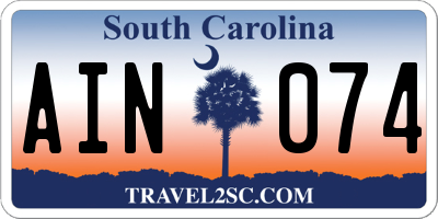 SC license plate AIN074
