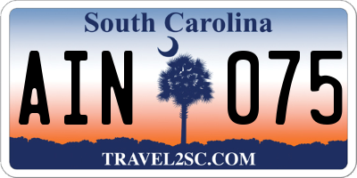 SC license plate AIN075