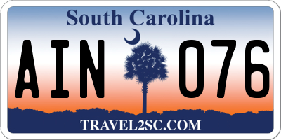 SC license plate AIN076