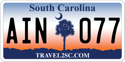 SC license plate AIN077