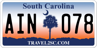 SC license plate AIN078