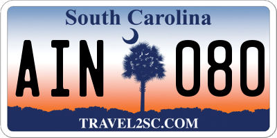 SC license plate AIN080
