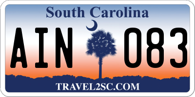 SC license plate AIN083