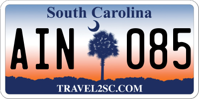 SC license plate AIN085