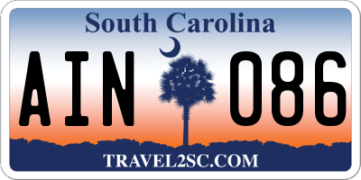 SC license plate AIN086
