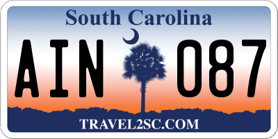 SC license plate AIN087