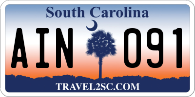 SC license plate AIN091