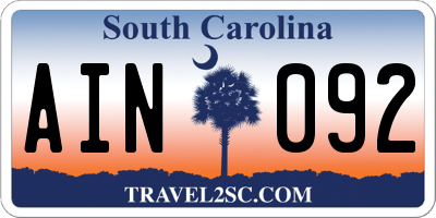 SC license plate AIN092