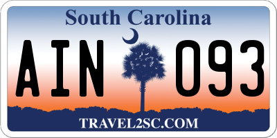 SC license plate AIN093