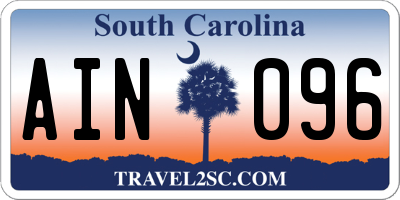 SC license plate AIN096