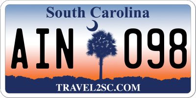 SC license plate AIN098