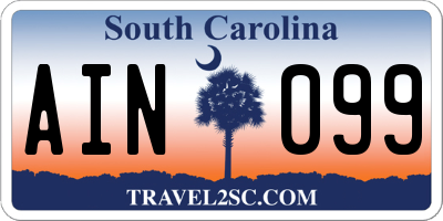 SC license plate AIN099