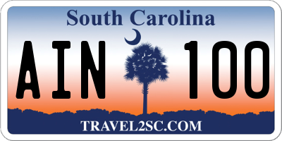 SC license plate AIN100