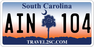 SC license plate AIN104