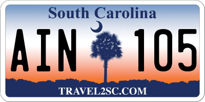 SC license plate AIN105