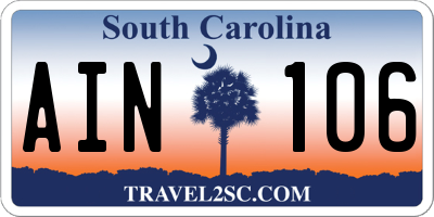 SC license plate AIN106