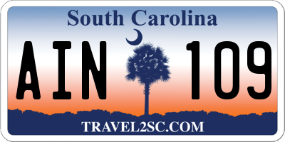 SC license plate AIN109