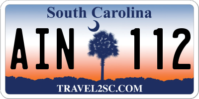 SC license plate AIN112