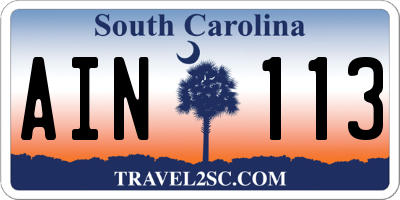SC license plate AIN113