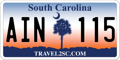 SC license plate AIN115