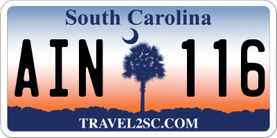 SC license plate AIN116