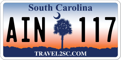 SC license plate AIN117