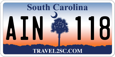 SC license plate AIN118