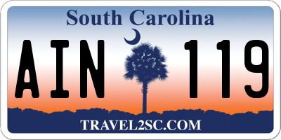 SC license plate AIN119