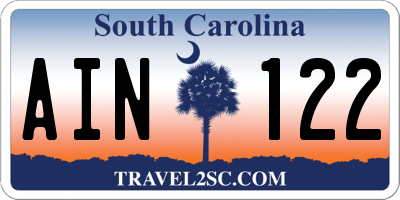 SC license plate AIN122