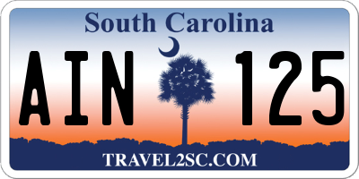 SC license plate AIN125