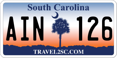 SC license plate AIN126