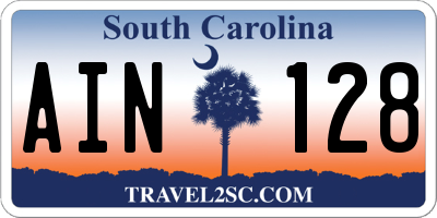 SC license plate AIN128