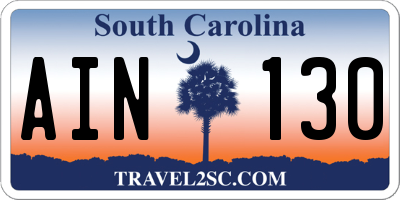 SC license plate AIN130