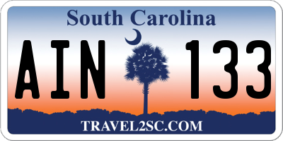 SC license plate AIN133