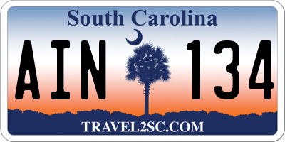 SC license plate AIN134