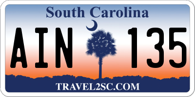SC license plate AIN135