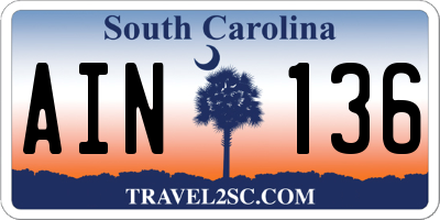 SC license plate AIN136