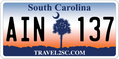 SC license plate AIN137