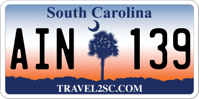 SC license plate AIN139