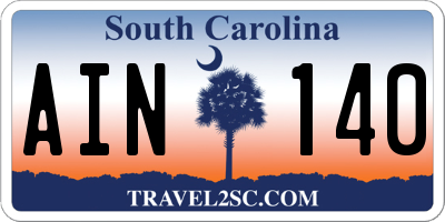 SC license plate AIN140