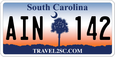 SC license plate AIN142