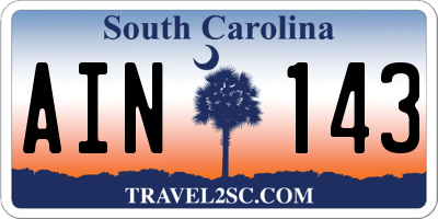 SC license plate AIN143