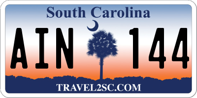 SC license plate AIN144