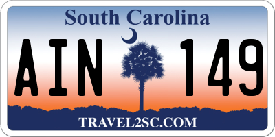 SC license plate AIN149